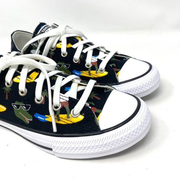 CONVERSE 671293F CTAS OX Croco Furf Black Canvas Unique Women's Low Top Sneakers - Picture 6 of 10